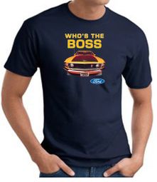 Ford Mustang Boss T-Shirt - Who's The Boss 302 Adult Navy Tee Shirt Ford Mustang Boss T-Shirt - Who's The Boss 302 Adult Navy Tee Shirt