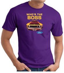 Ford Mustang Boss T-Shirt - Who's The Boss 302 Adult Purple Tee Shirt Ford Mustang Boss T-Shirt - Who's The Boss 302 Adult Purple Tee Shirt