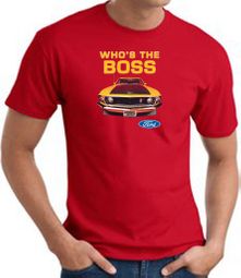 Ford Mustang Boss T-Shirt - Who's The Boss 302 Adult Red Tee Shirt Ford Mustang Boss T-Shirt - Who's The Boss 302 Adult Red Tee Shirt