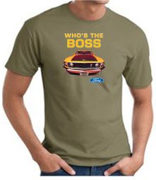 Ford Mustang Boss T-Shirt - Who's The Boss 302 Army Green Tee Shirt Ford Mustang Boss T-Shirt - Who's The Boss 302 Army Green Tee Shirt