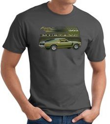 Ford Mustang Boss T-Shirts 302 Green Car 1970 Adult Tee Shirts