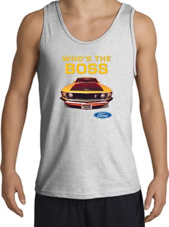 Ford Mustang Boss Tank Top - Who's The Boss 302 Adult Ash Tanktop