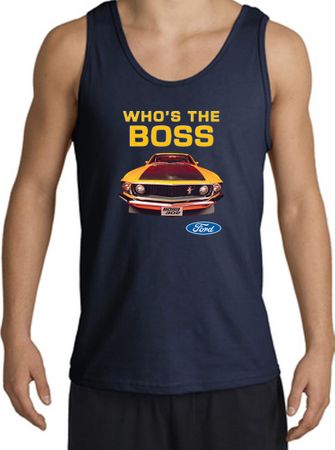 Ford Mustang Boss Tank Top - Who's The Boss 302 Adult Navy Tanktop