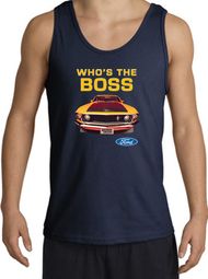 Ford Mustang Boss Tank Top - Who's The Boss 302 Adult Navy Tanktop Ford Mustang Boss Tank Top - Who's The Boss 302 Adult Navy Tanktop