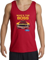 Ford Mustang Boss Tank Top - Who's The Boss 302 Adult Red Tanktop Ford Mustang Boss Tank Top - Who's The Boss 302 Adult Red Tanktop