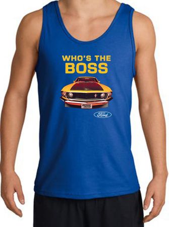 Ford Mustang Boss Tank Top - Who's The Boss 302 Adult Royal Tanktop