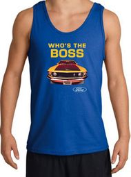 Ford Mustang Boss Tank Top - Who's The Boss 302 Adult Royal Tanktop Ford Mustang Boss Tank Top - Who's The Boss 302 Adult Royal Tanktop