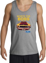 Ford Mustang Boss Tank Top - Who's The Boss 302 Sports Grey Tanktop Ford Mustang Boss Tank Top - Who's The Boss 302 Sports Grey Tanktop