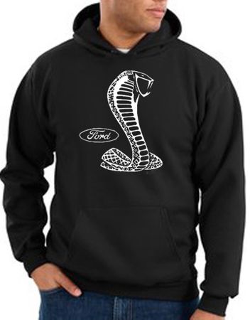 Ford Mustang Cobra Hoodie Hooded Sweatshirt - Adult Black Hoody