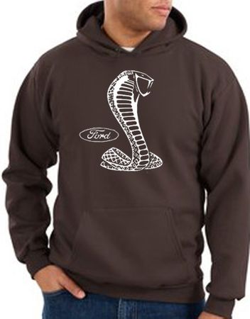 Ford Mustang Cobra Hoodie Hooded Sweatshirt - Adult Brown Hoody