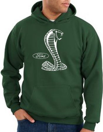 Ford Mustang Cobra Hoodie Hooded Sweatshirt - Adult Dark Green Hoody