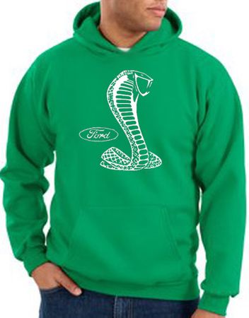 Ford Mustang Cobra Hoodie Hooded Sweatshirt - Adult Kelly Green Hoody