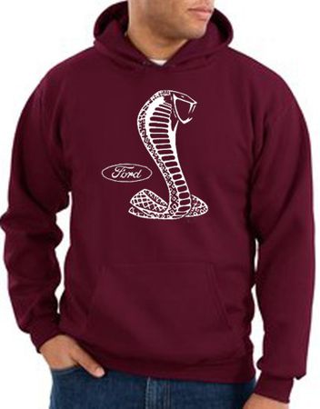 Ford Mustang Cobra Hoodie Hooded Sweatshirt - Adult Maroon Hoody