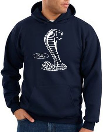 Ford Mustang Cobra Hoodie Hooded Sweatshirt - Adult Navy Hoody