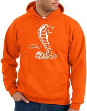 Ford Mustang Cobra Hoodie Hooded Sweatshirt - Adult Orange Hoody