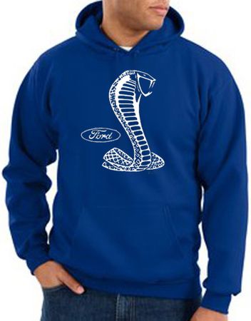 Ford Mustang Cobra Hoodie Hooded Sweatshirt - Adult Royal Hoody