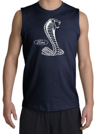 Ford Mustang Cobra Muscle Shirt - Adult Navy Muscle Tee