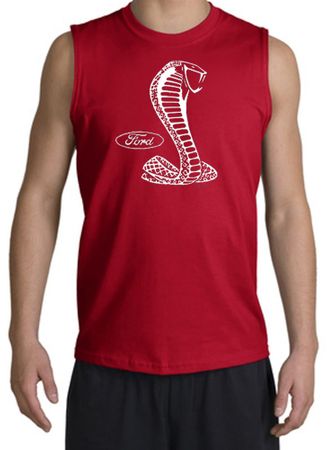 Ford Mustang Cobra Muscle Shirt - Adult Red Muscle T-shirt