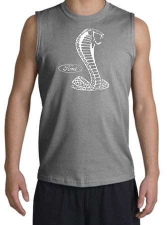Ford Mustang Cobra Muscle T-Shirt - Adult Sports Grey Muscle Shirt