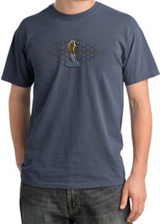 Ford Mustang Cobra Pigment Dyed T-Shirt -Motor Grill Scotland Blue Tee