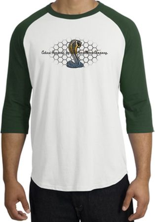 Ford Mustang Cobra Raglan Shirt - Ford Motor Grill Adult White/Forest
