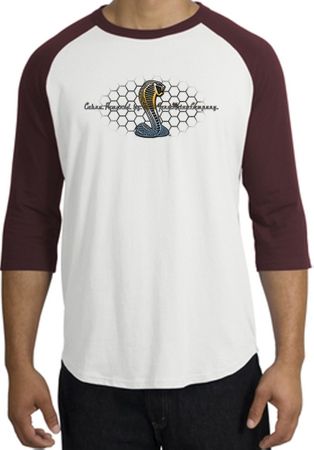 Ford Mustang Cobra Raglan Shirt - Ford Motor Grill Adult White/Maroon