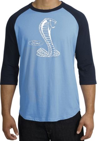 Ford Mustang Cobra Raglan T-shirt - Adult Carolina Blue/Navy Shirt