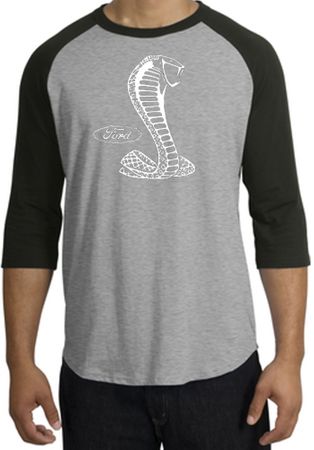 Ford Mustang Cobra Raglan T-shirt - Adult Heather Grey/Black Shirt