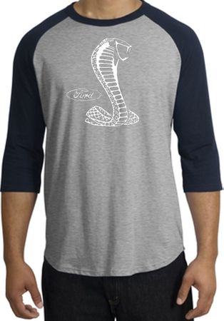 Ford Mustang Cobra Raglan T-shirt - Adult Heather Grey/Navy Shirt