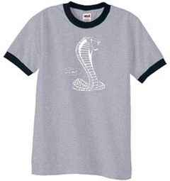 Ford Mustang Cobra Ringer T-shirt - Adult Heather Grey/Black Shirt