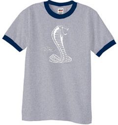 Ford Mustang Cobra Ringer T-shirt - Adult Heather Grey/Navy Shirt