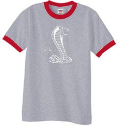 Ford Mustang Cobra Ringer T-shirt - Adult Heather Grey/Red Shirt
