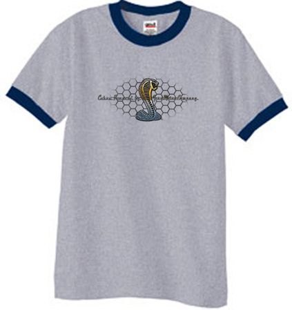 Ford Mustang Cobra Ringer T-shirt - Ford Motor Grill Heather Grey/Navy