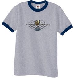 Ford Mustang Cobra Ringer T-shirt - Ford Motor Grill Heather Grey/Navy Ford Mustang Cobra Ringer T-shirt - Ford Motor Grill Heather Grey/Navy