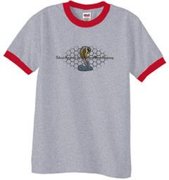 Ford Mustang Cobra Ringer T-shirt - Ford Motor Grill Heather Grey/Red Ford Mustang Cobra Ringer T-shirt - Ford Motor Grill Heather Grey/Red