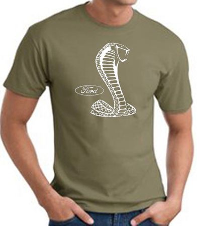 Ford Mustang Cobra T-Shirt - Classic Muscle Car Adult Army Green Tee