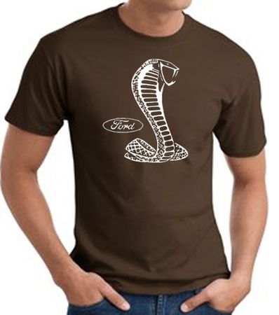 Ford Mustang Cobra T-Shirt - Classic Muscle Car Adult Brown Tee