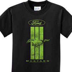 Ford Mustang Green Stripe Kids Shirts