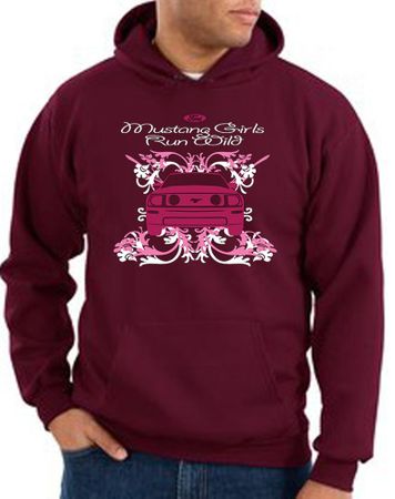 Ford Mustang Hoodie Girls Run Wild Maroon Hoody