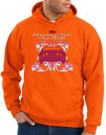 Ford Mustang Hoodie Girls Run Wild Orange Hoody