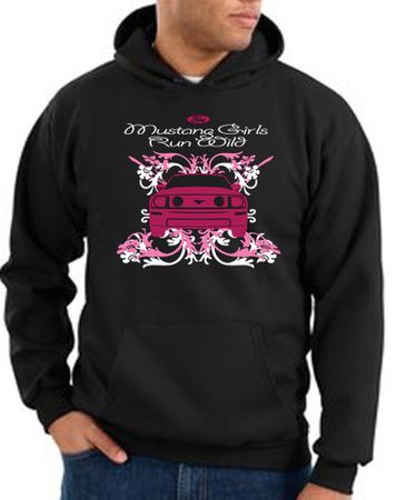 Ford Mustang Hoodie Hooded Sweatshirt Girls Run Wild Black Hoody