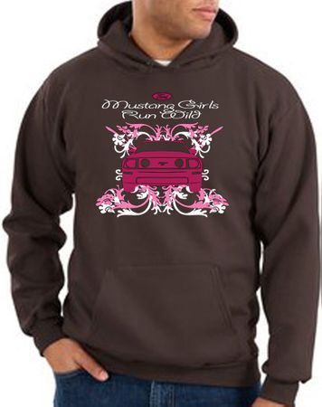 Ford Mustang Hoodie Hooded Sweatshirt Girls Run Wild Brown Hoody