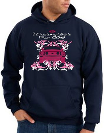 Ford Mustang Hoodie Hooded Sweatshirt Girls Run Wild Navy Hoody