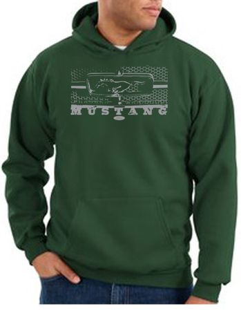Ford Mustang Hoodie Hooded Sweatshirt Honeycomb Grille Dark Green