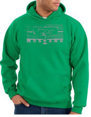 Ford Mustang Hoodie Hooded Sweatshirt Honeycomb Grille Kelly Green