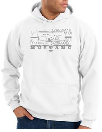 Ford Mustang Hoodie Hooded Sweatshirt Honeycomb Grille White Hoody