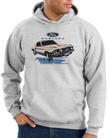 Ford Mustang Hoodie Hooded Sweatshirt - Horsepower Adult Ash Hoody