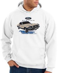 Ford Mustang Hoodie Hooded Sweatshirt - Horsepower Adult White Hoody