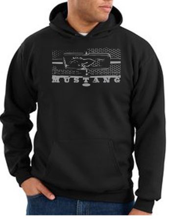Ford Mustang Hoodie Hooded Sweatshirt Legend Honeycomb Grille Black