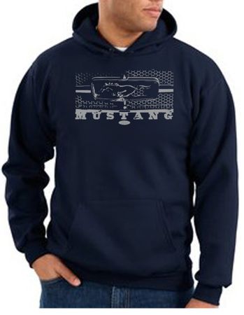 Ford Mustang Hoodie Hooded Sweatshirt Legend Honeycomb Grille Navy